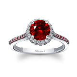 Round Halo Lab Ruby Ring