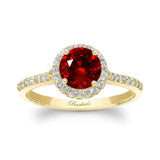 Round Halo Ruby And Diamond Ring