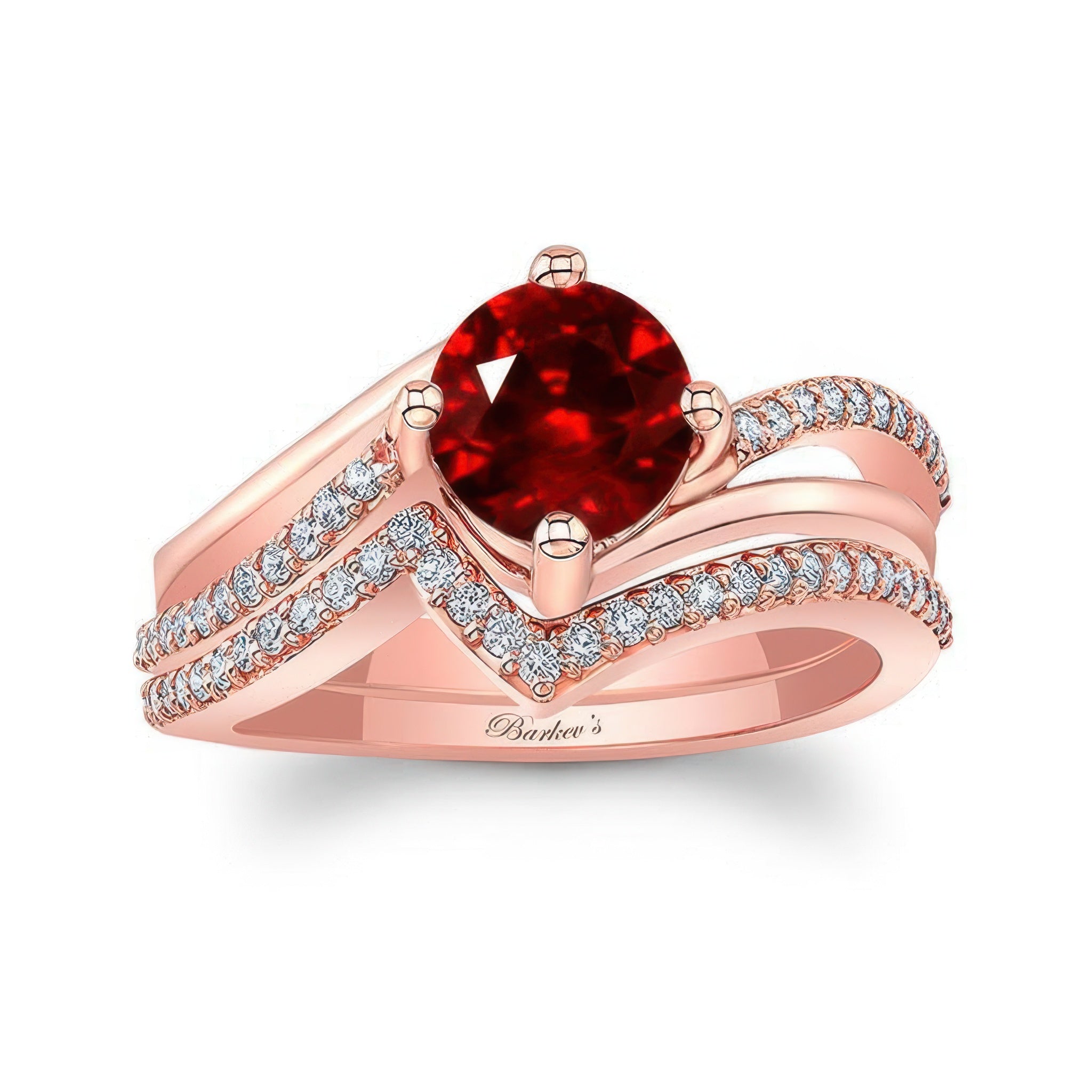 Ruby And Diamond Split Shank Wedding Set
