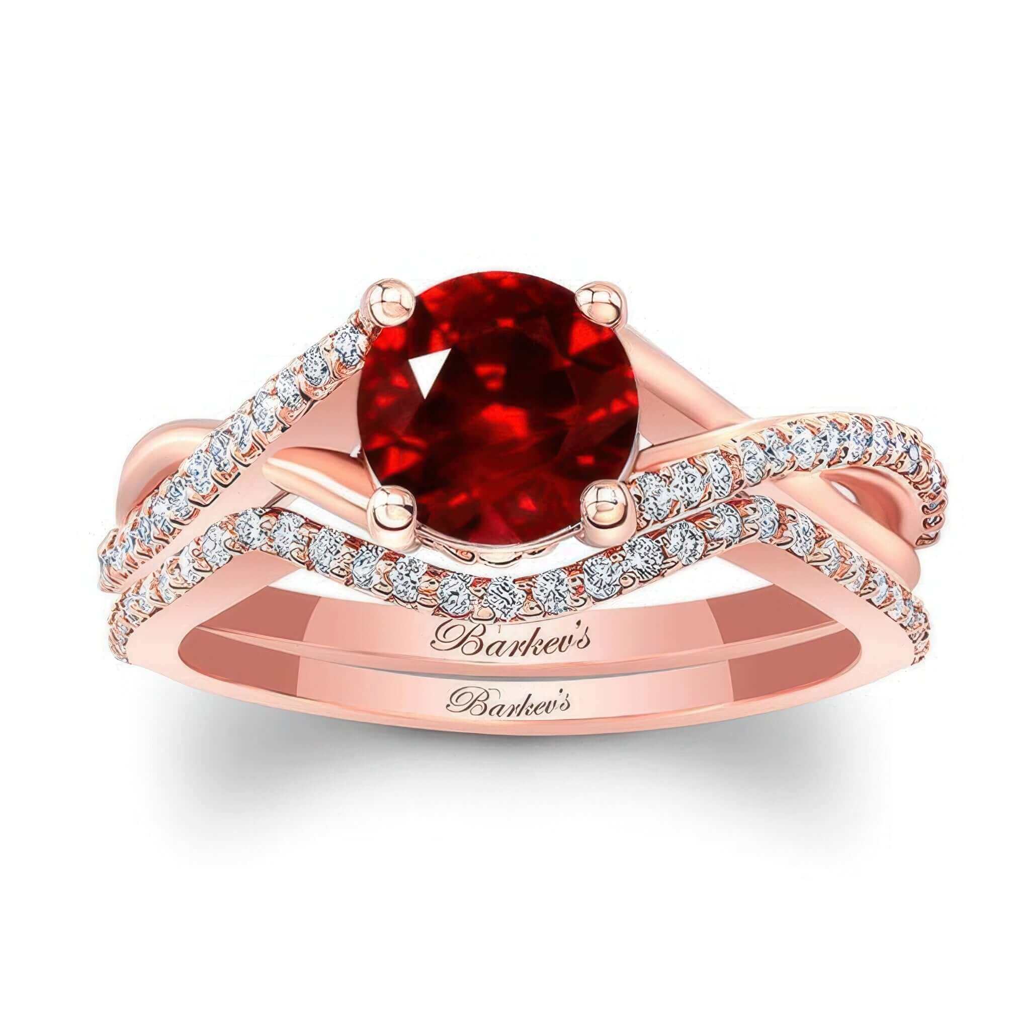 One Carat Ruby And Diamond Bridal Set