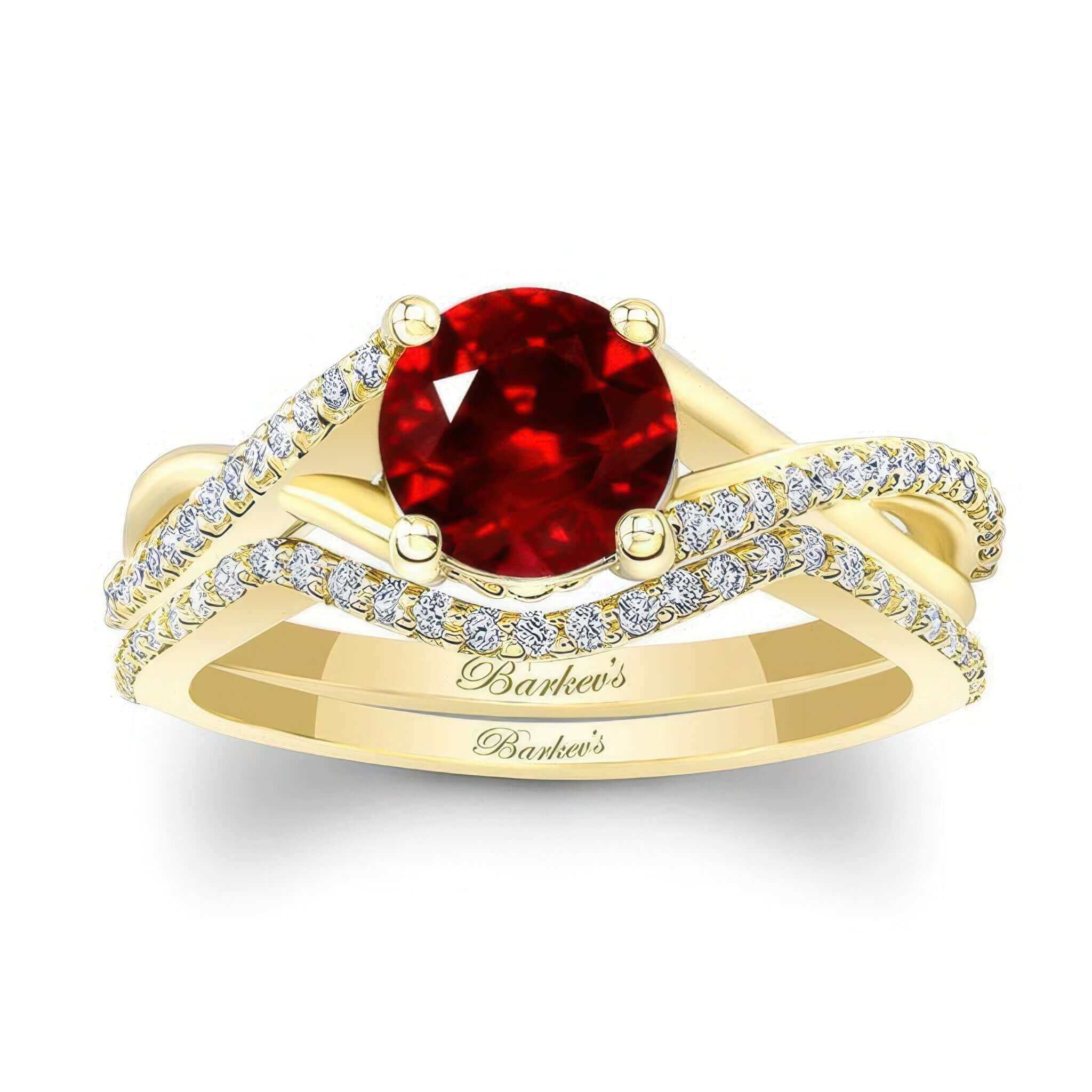 One Carat Ruby And Diamond Bridal Set