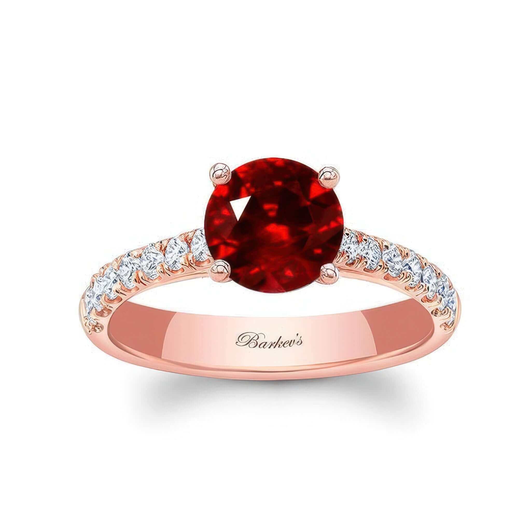 Round Lab Grown Ruby And Diamond Engagement Ring