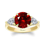 3 Carat Round Lab Grown Ruby And Diamond Ring