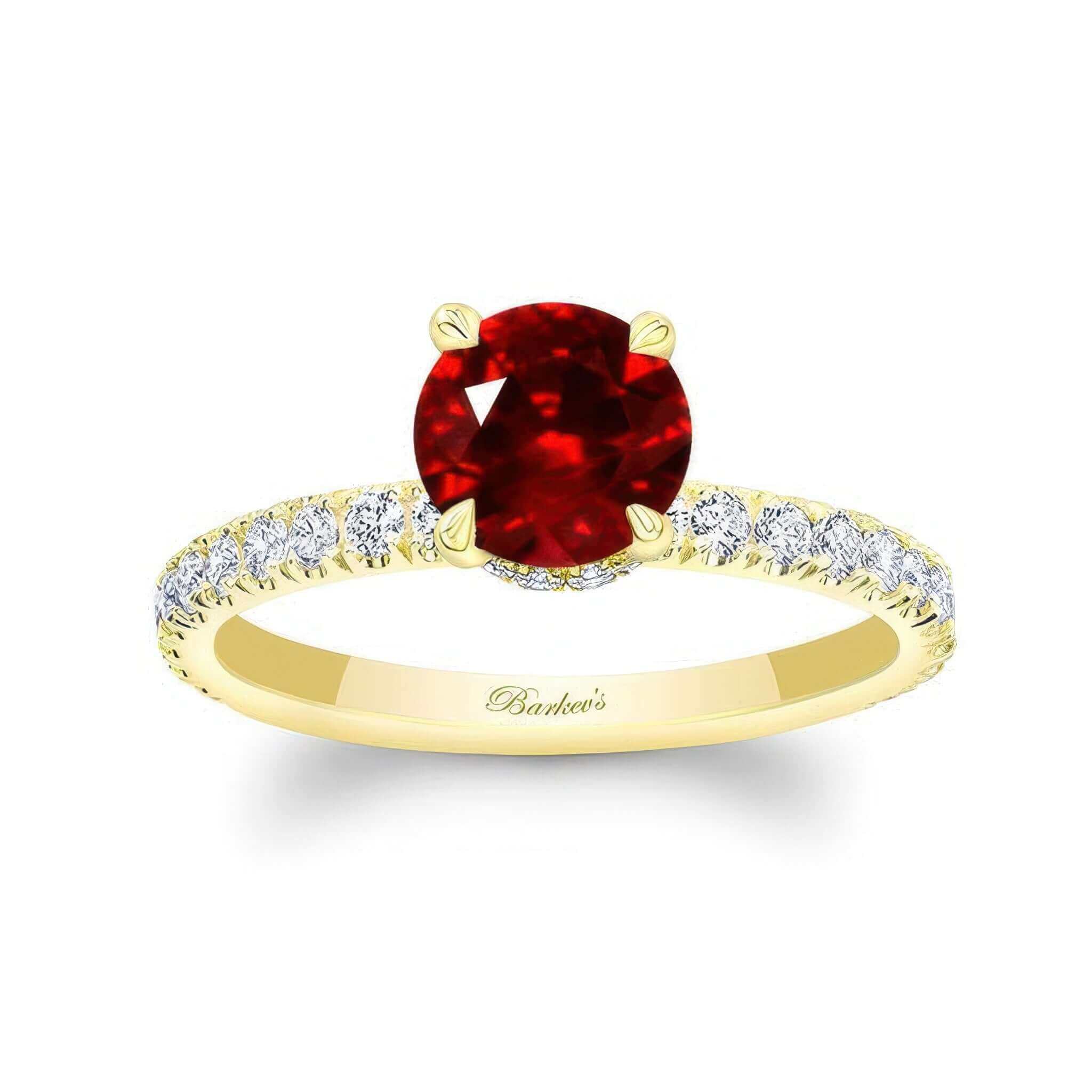 Lab Grown Ruby And Diamond Halo Engagement Ring