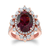 5 Carat Oval Rhodolite Ring