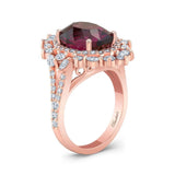5 Carat Oval Rhodolite Ring