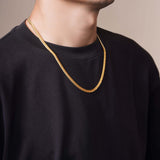 Men's Vermeil Miami Cuban Chain worn by a model, showcasing its elegant design and luxurious 18k gold vermeil.