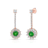 Diamond And Tsavorite Drop Earrings
