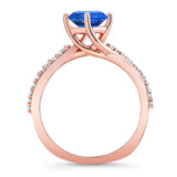 Twisted Lab Grown Blue Sapphire And Diamond Engagement Ring