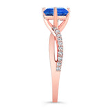 Twisted Lab Grown Blue Sapphire And Diamond Engagement Ring