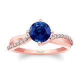 Twisted Lab Grown Blue Sapphire And Diamond Engagement Ring