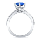 Twisted Lab Grown Blue Sapphire And Diamond Engagement Ring