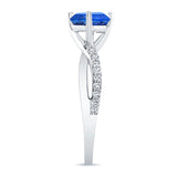 Twisted Lab Grown Blue Sapphire And Diamond Engagement Ring