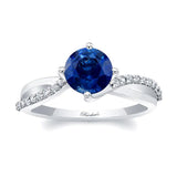 Twisted Lab Grown Blue Sapphire And Diamond Engagement Ring