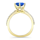 Twisted Lab Grown Blue Sapphire And Diamond Engagement Ring