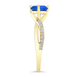 Twisted Lab Grown Blue Sapphire And Diamond Engagement Ring