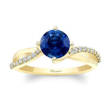 Twisted Lab Grown Blue Sapphire And Diamond Engagement Ring