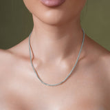 Franco Silver Chain worn by a model, showcasing its polished finish and elegant design.