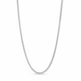 Franco Silver Chain featuring interlocking square links with a polished silver finish for elegant sophistication.