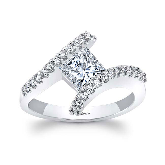 Sideways Princess Cut Moissanite Engagement Ring