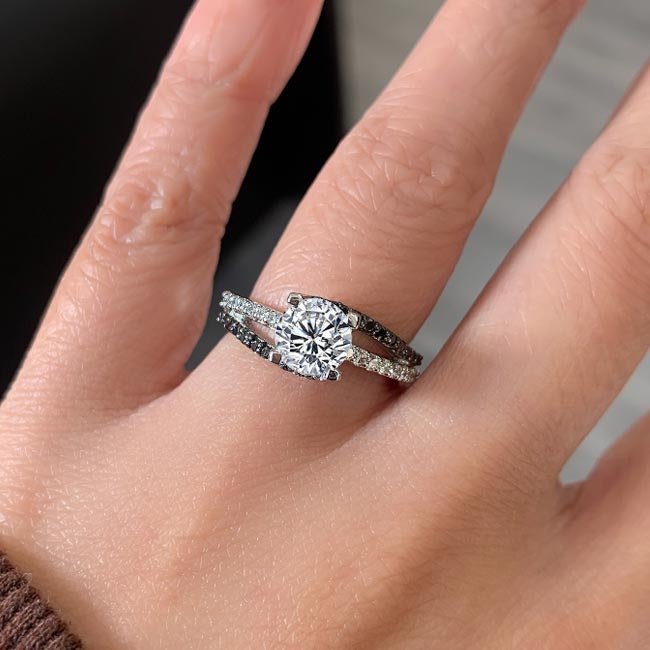 Barkev's Round Vintage Black Diamond Accent Engagement Ring