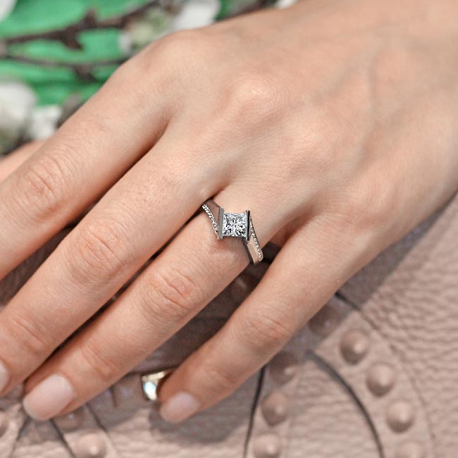 Princess Cut Square Diamond Ring On Hand 
