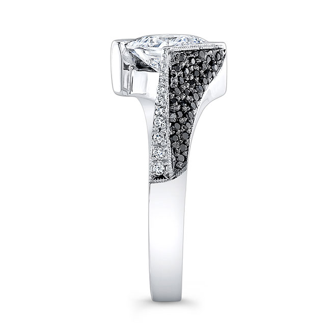  Pave Princess Cut Black Diamond Accent Ring Image 6
