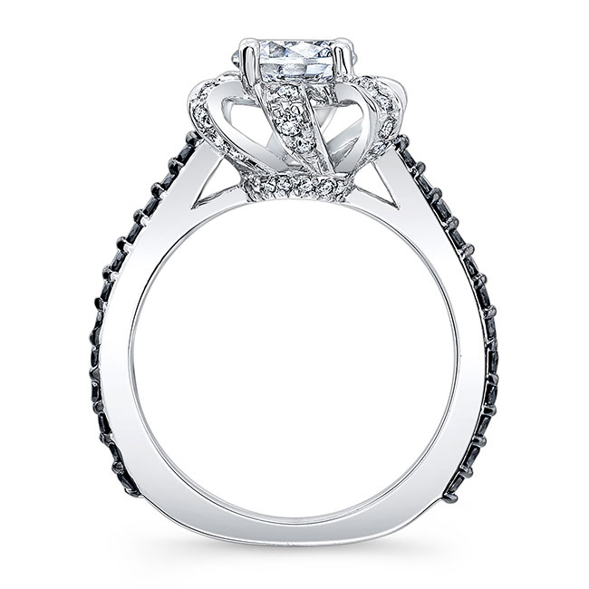  Ribbon Black Diamond Accent Moissanite Ring Image 5