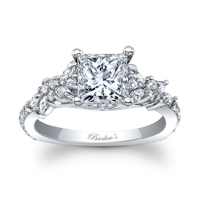 White Gold Princess Cut Moissanite Engagement Ring