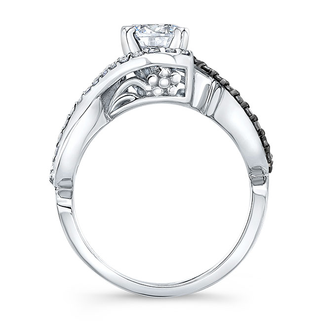 Black Diamond Accent Infinity Twist Engagement Ring | Barkev's