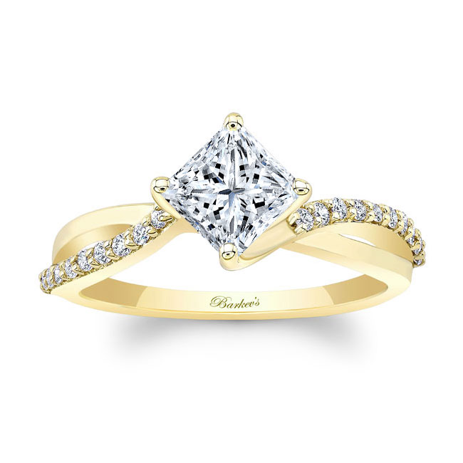 Princess Cut Moissanite Twist Engagement Ring