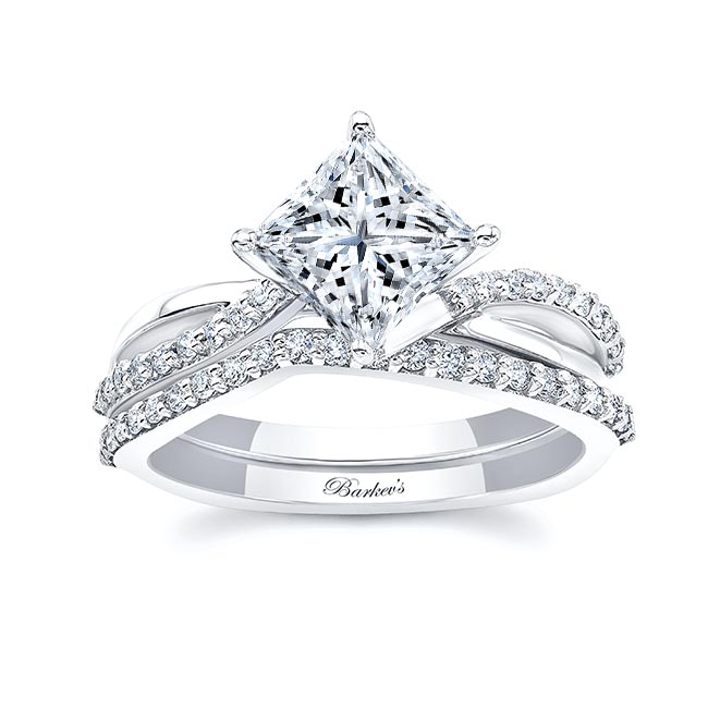 Platinum 2 Carat Princess Cut Moissanite Twist Bridal Set