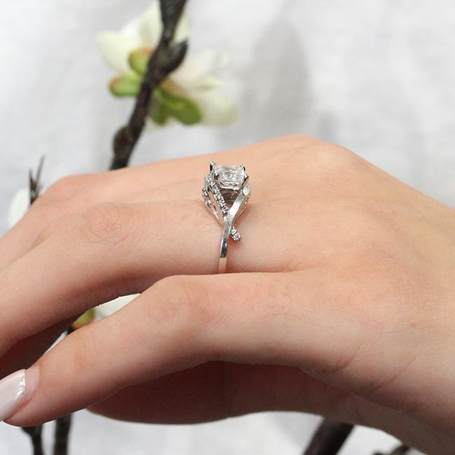 Criss Cross Princess Cut Lab Grown Diamond Engagement Ring Image 5
