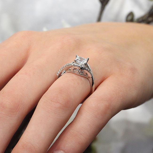 Criss Cross Princess Cut Lab Grown Diamond Engagement Ring Image 6