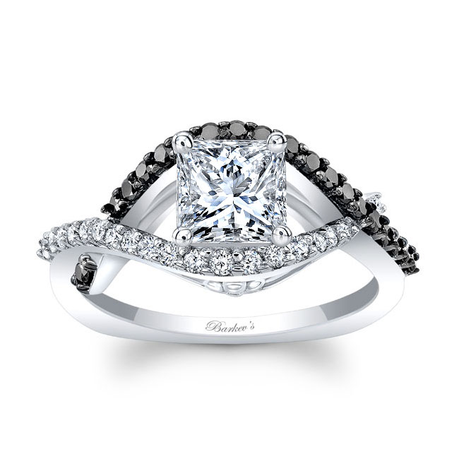 Criss Cross Princess Cut Black Diamond Accent Ring