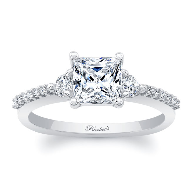  3 Stone Princess Cut Engagement Ring Image 1