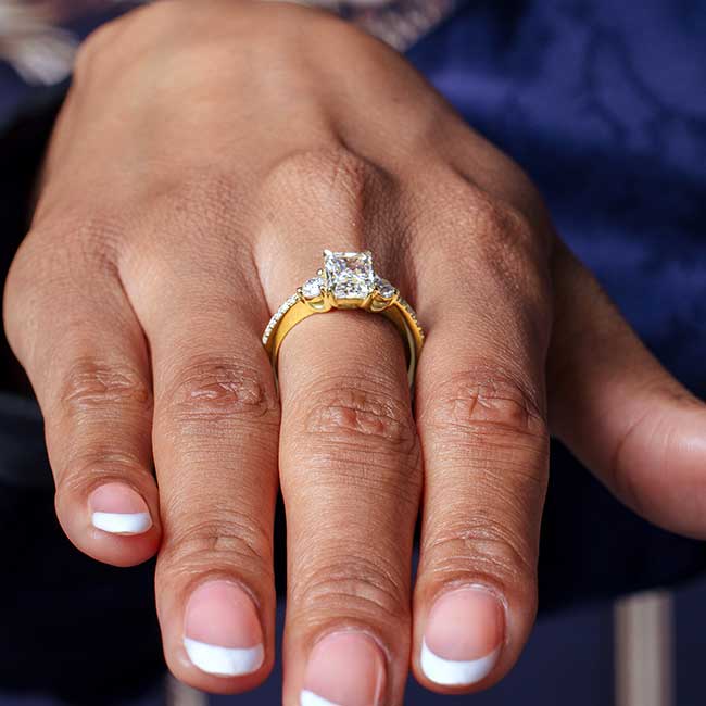 3 Stone 2.54 Ct Radiant Cut Diamond Side Baguette Engagement Ring 14k White  Gold – BrideStarCo