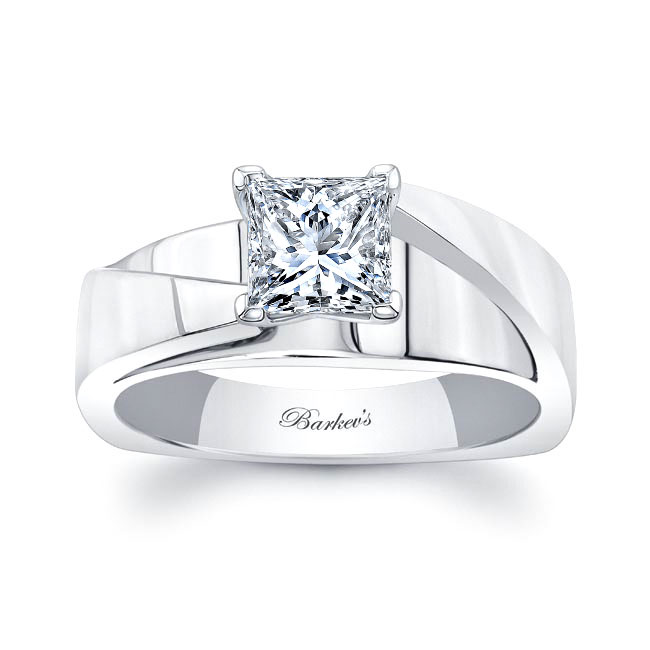 Princess Cut Moissanite Cathedral Solitaire Ring