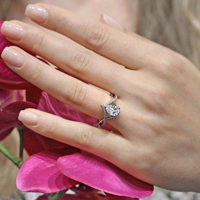 Platinum Unique Pear Shaped Engagement Ring