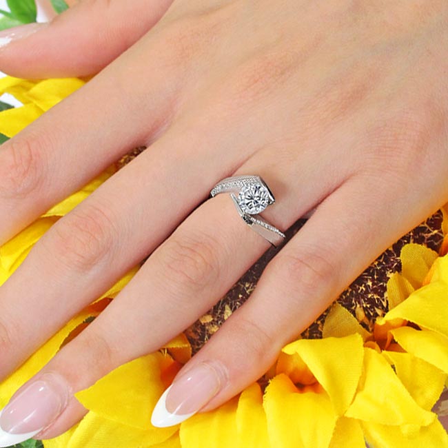 Women's round cut 1ct tension set ring and band wedding set – Nina Elle  Jewels