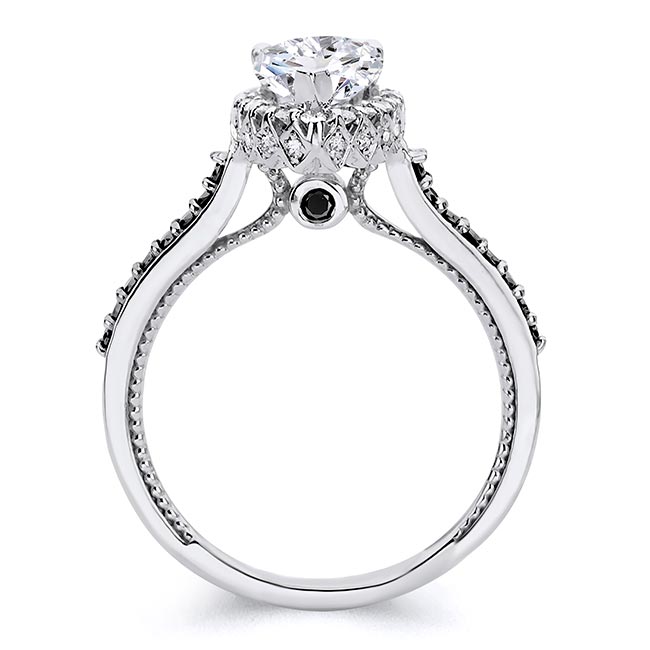 Eva Pear Shaped Moissanite Black Diamond Accent Halo Ring Image 2