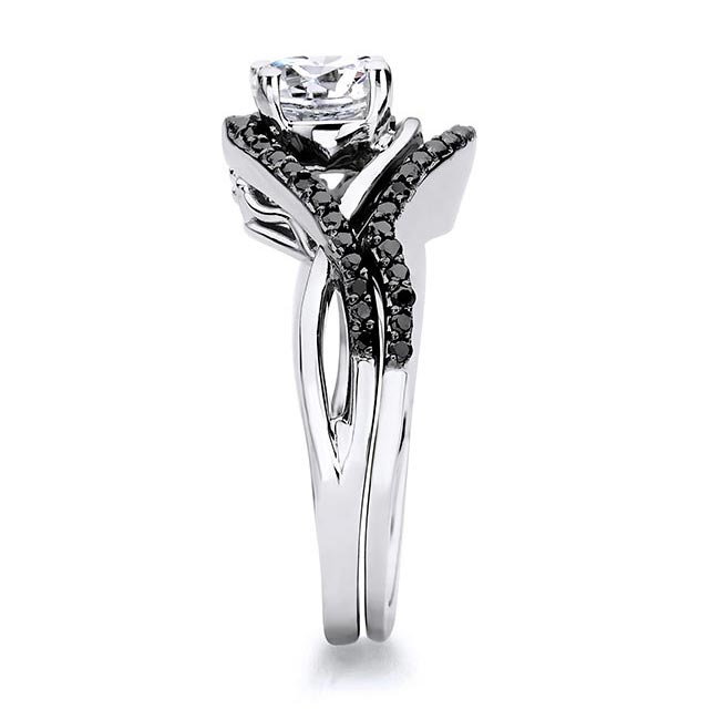 Criss Cross Lab Diamond Ring Set With Black Diamonds Image 3