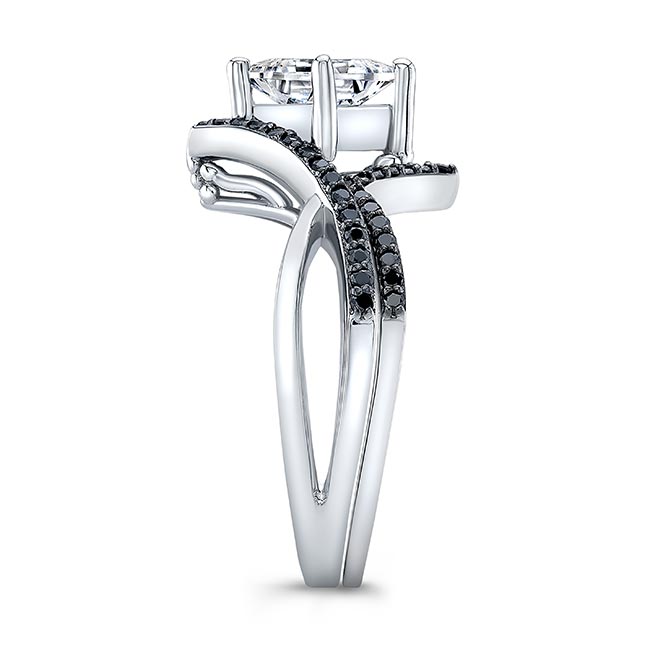 Unique Princess Cut Black Diamond Accent Ring Set Image 3