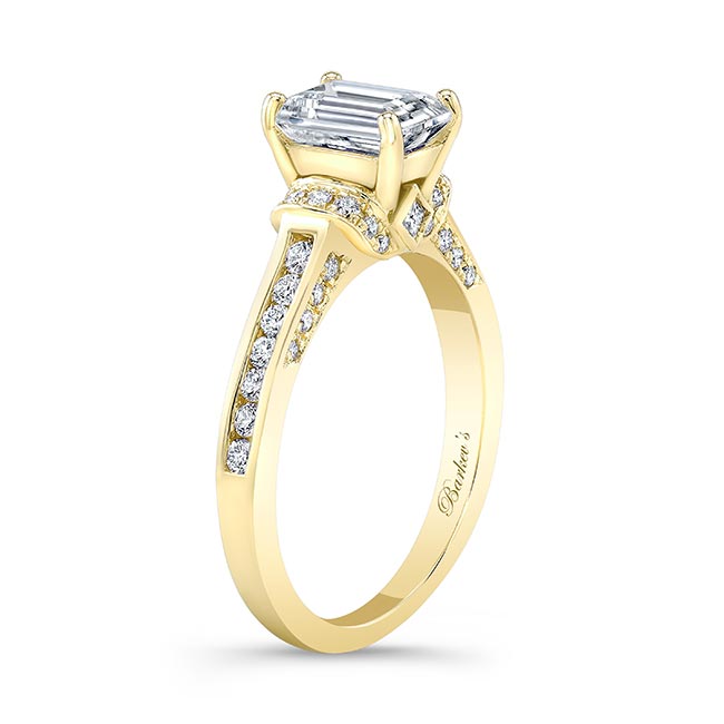 4.00 carat Emerald cut Solitaire Trellis Diamond Engagement Ring Setting In  14k Gold