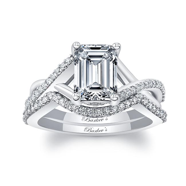 2 Carat Emerald Cut Diamond Ring Set