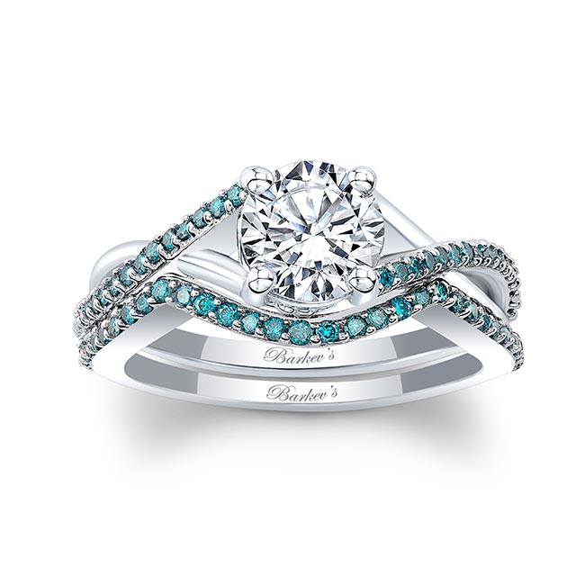 One Carat Blue Diamond Accent Bridal Set