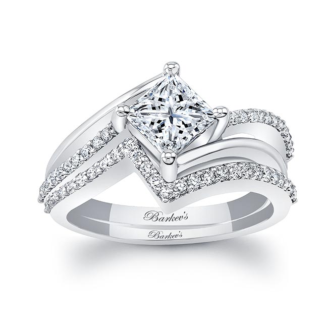 Princess Cut Moissanite Engagement Ring Set