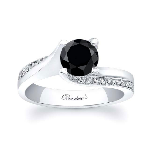Round Cut Black And White Diamond Ring