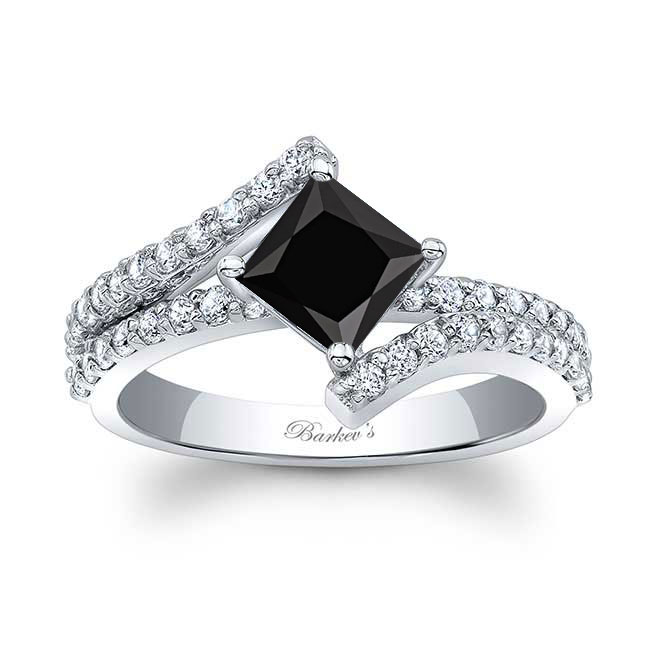 Kite Set Black And White Diamond Engagement Ring