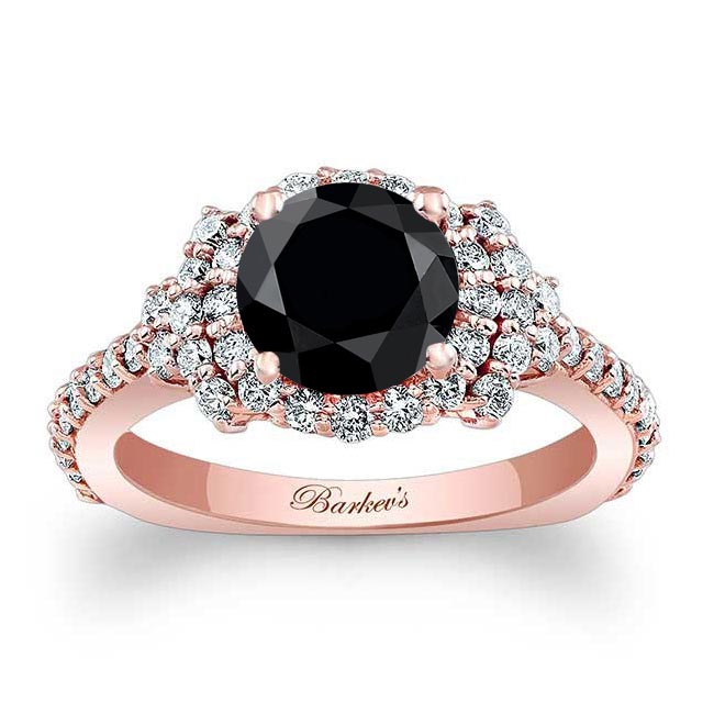 Rose Gold Black And White Diamond Cluster Ring